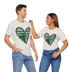 St. Patrick's Day Heart Tee - Unisex Jersey Short Sleeve Shirt with Clover Design