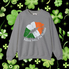 St. Patrick's Day Unisex Crewneck- “Kiss Me, I’m Irish” Flag Lips