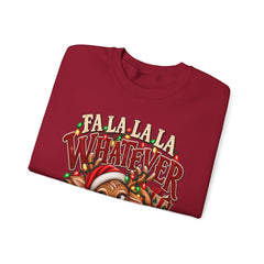 'Fa La La La Whatever' Cute Sleepy Reindeer Christmas Sweatshirt
