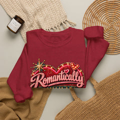 Romantically Unavailable Crewneck Sweatshirt — Retro Heart Neon Sign Valentine Graphic