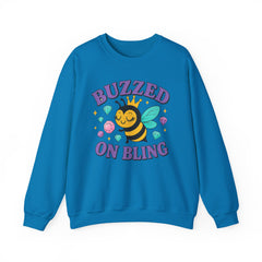 Buzzed on Bling Crewneck Sweatshirt by Gildan - Fun Gift for Bee Lovers, Jewelry Reveals