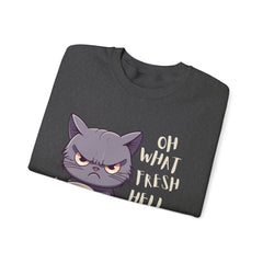 Oh, What Fresh Hell Is This? Coffee Crewneck Sweatshirt - Sarcastic