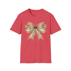 Vintage Newspaper Print Pen & Ink Bow T-Shirt