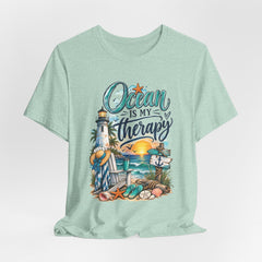 Ocean Is My Therapy T-Shirt — Beach Lighthouse Sunset Tee