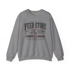 Feed Store Crewneck Sweatshirt — Vintage Farmhouse Seed & Feed Graphic - Southern Heritage