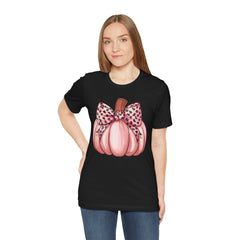 Cute Pink Pumpkin Graphic Tee for Fall, Autumn Shirt, Halloween Top, Harvest Celebration T-Shirt, Seasonal Apparel, Gift Idea