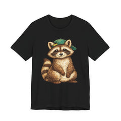 Cute Raccoon Graphic Tee — Adorable Cartoon Raccoon with Green Cap