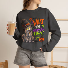 Halloween Cat 'What the Hex?' Crewneck Sweatshirt