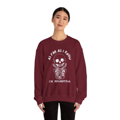 As Far As I Know, I'm Delightful Skeleton Sweatshirt, Crewneck, Halloween Outfit, Casual Wear, Cozy Gift