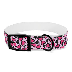 Dog Collar- Pink Leopard Print Hearts