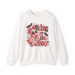 'Bling It On Boo' Pink Ghost Halloween Crewneck Sweatshirt
