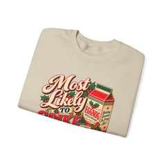 Eggnog Crewneck Sweatshirt – “Most Likely to Spike the Eggnog” Holiday Sweater
