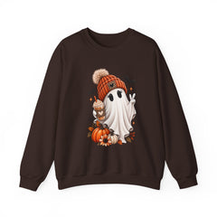 Cozy Pumpkin Ghost Sweatshirt – Cute Halloween Fall Crewneck