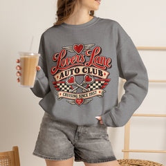 Lovers Lane Auto Club Vintage Racing Graphic Crewneck Sweatshirt- Valentine