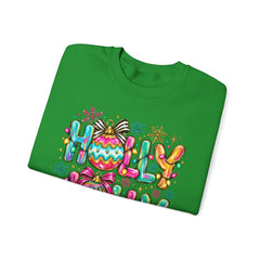 Holly Jolly Crewneck Gildan Sweatshirt — Colorful Christmas Ornament Holiday Sweater