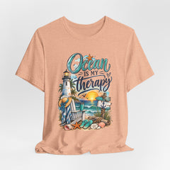 Ocean Is My Therapy T-Shirt — Beach Lighthouse Sunset Tee