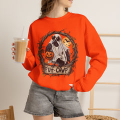 Halloween Ghost Crewneck Sweatshirt – 'Fuh-Cawf' Spooky Pumpkin Design