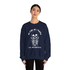 As Far As I Know, I'm Delightful Skeleton Sweatshirt, Crewneck, Halloween Outfit, Casual Wear, Cozy Gift