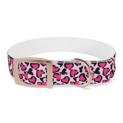 Dog Collar- Pink Leopard Print Hearts