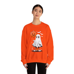 Orange Balloon Halloween Ghost Sweater | Unisex Crewneck Sweatshirt for Cozy Autumn Nights, Halloween Party, Spooky