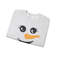 Happy Snowman Crewneck Sweatshirt | Winter Apparel, Christmas Gift, Cozy Sweater, Holiday Clothing, Carrot Nose Design
