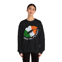 St. Patrick's Day Unisex Crewneck- “Kiss Me, I’m Irish” Flag Lips