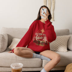 O Come Let Us Adore Him Crewneck Sweatshirt — Nativity Christmas Sweatshirt