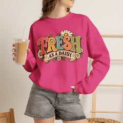 Fresh as a Daisy Crewneck Sweatshirt – Retro Spring Floral Graphic