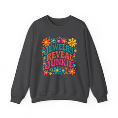 Jewelry Reveal Junkie Sweatshirt by Gildan, Cozy Unisex Crewneck, Gift for Jewelry Lovers