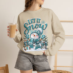 Let It Snow Snowman Crewneck Sweatshirt — Cozy Holiday Winter Pullover