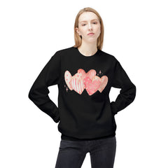 Heart Watercolor Crewneck Sweatshirt — Pink Hearts Graphic Pullover for Valentine’s Day