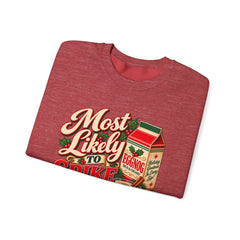 Eggnog Crewneck Sweatshirt – “Most Likely to Spike the Eggnog” Holiday Sweater