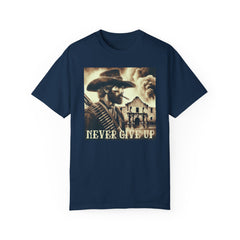 Alamo - Never Give Up - T-shirt - Military Branches, Right to Bear Arms, American Flag