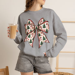 Christmas Bow Crewneck Sweatshirt — Festive Holiday Bow Sweatshirt