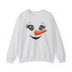 Happy Snowman Crewneck Sweatshirt | Winter Apparel, Christmas Gift, Cozy Sweater, Holiday Clothing, Carrot Nose Design