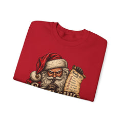 Santa Saw Everything Crewneck Sweatshirt — Vintage Naughty or Nice Christmas Sweater