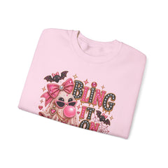 'Bling It On Boo' Pink Ghost Halloween Crewneck Sweatshirt