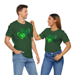 Green Hearts St. Patrick's Day Tee - Unisex Short Sleeve Shirt / Christmas