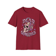 "Dead Gorgeous" T‑Shirt- Skull Floral- Halloween Vibes