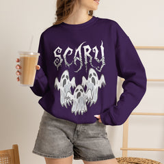 Scary Ghosts Unisex Crewneck Sweatshirt | Halloween Apparel, Spooky Sweatshirt, Ghost Theme, Gift for Halloween Lovers, Cozy Fall Fashion