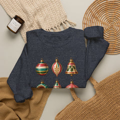 Crewneck Sweatshirt — Vintage Christmas Ornaments Holiday Pullover