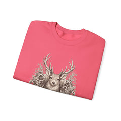Deer Mandala Crewneck Sweatshirt — Vintage Stag Floral Graphic