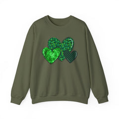 Green Heart Patterns Unisex Heavy Blend Crewneck Sweatshirt | St. Patrick's Day/Christmas