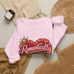 Romantically Unavailable Crewneck Sweatshirt — Retro Heart Neon Sign Valentine Graphic