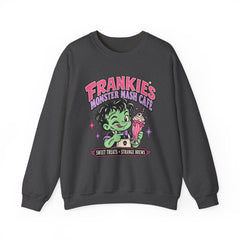 Frankie’s Monstermash Café Sweatshirt — Retro Cute Frankenstein Milkshake Halloween Crewneck