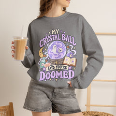 Doomed Crystal Ball Crewneck Sweatshirt — Cute Pastel Gothic Fortune-Telling Graphic