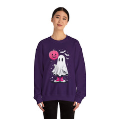 Pink Balloon Halloween Ghost Sweater | Unisex Crewneck Sweatshirt for Cozy Autumn Nights, Halloween Party, Spooky