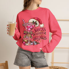 "Santa's Favorite Hot Mess" Sparkle Martini Holiday Christmas Crewneck
