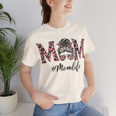 Mom Life Cheeta Print Unisex Jersey Tee - Fun Floral Design for Mothers