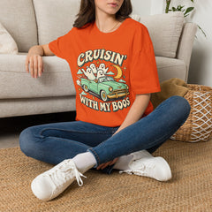 Cruisin' With My Boos T-Shirt — Cute Retro Ghosts Driving Graphic Halloween BP